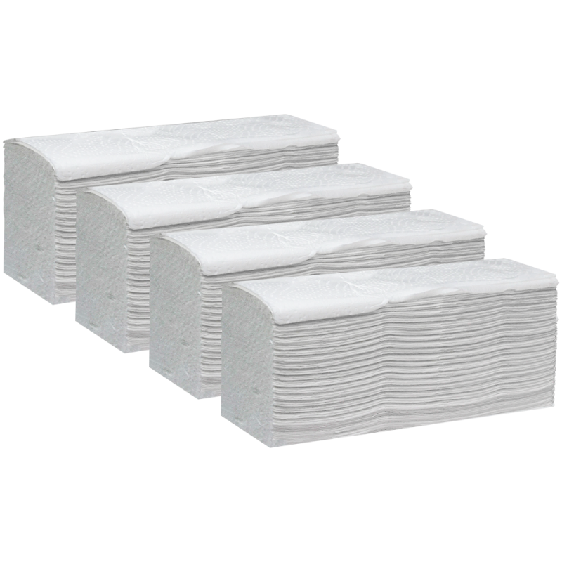Prosoape de hartie pliate tip V-Fold, Sovio, 2 straturi, albe, 25X21 CM